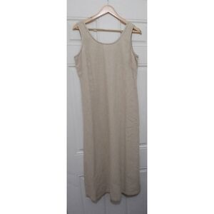 Vintage 90's Donna ricco womens size 10 maxi dress beige linen rayon resort tan